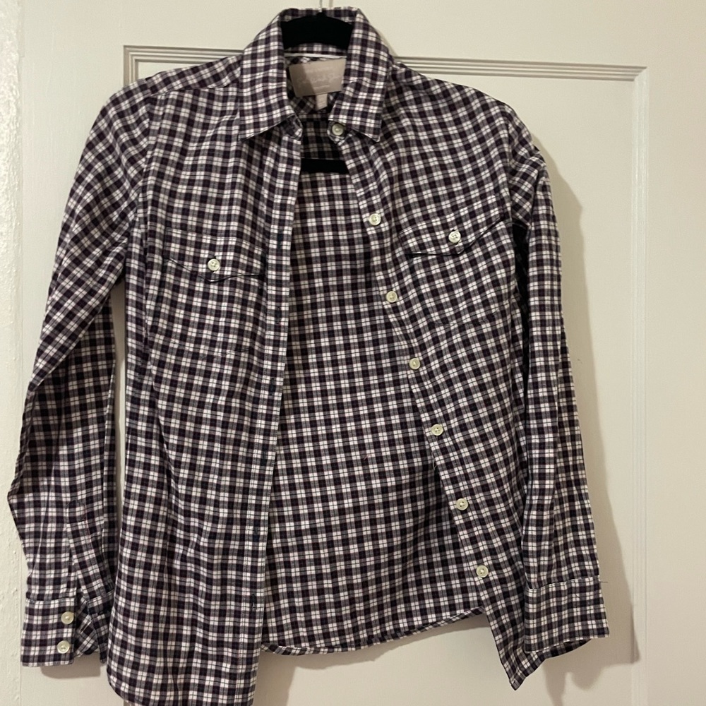 Maroon and black plaid button down